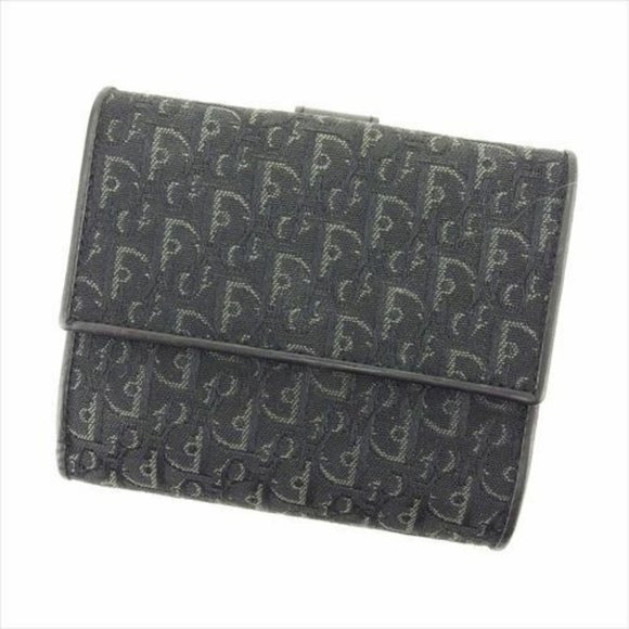 Dior Wallet Purse Folding wallet Trotter Black Woman unisex Authentic Used T7244 - Picture 1 of 7